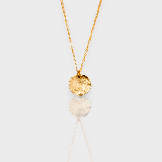SOLEIL Textured Gold Disc Pendant Necklace