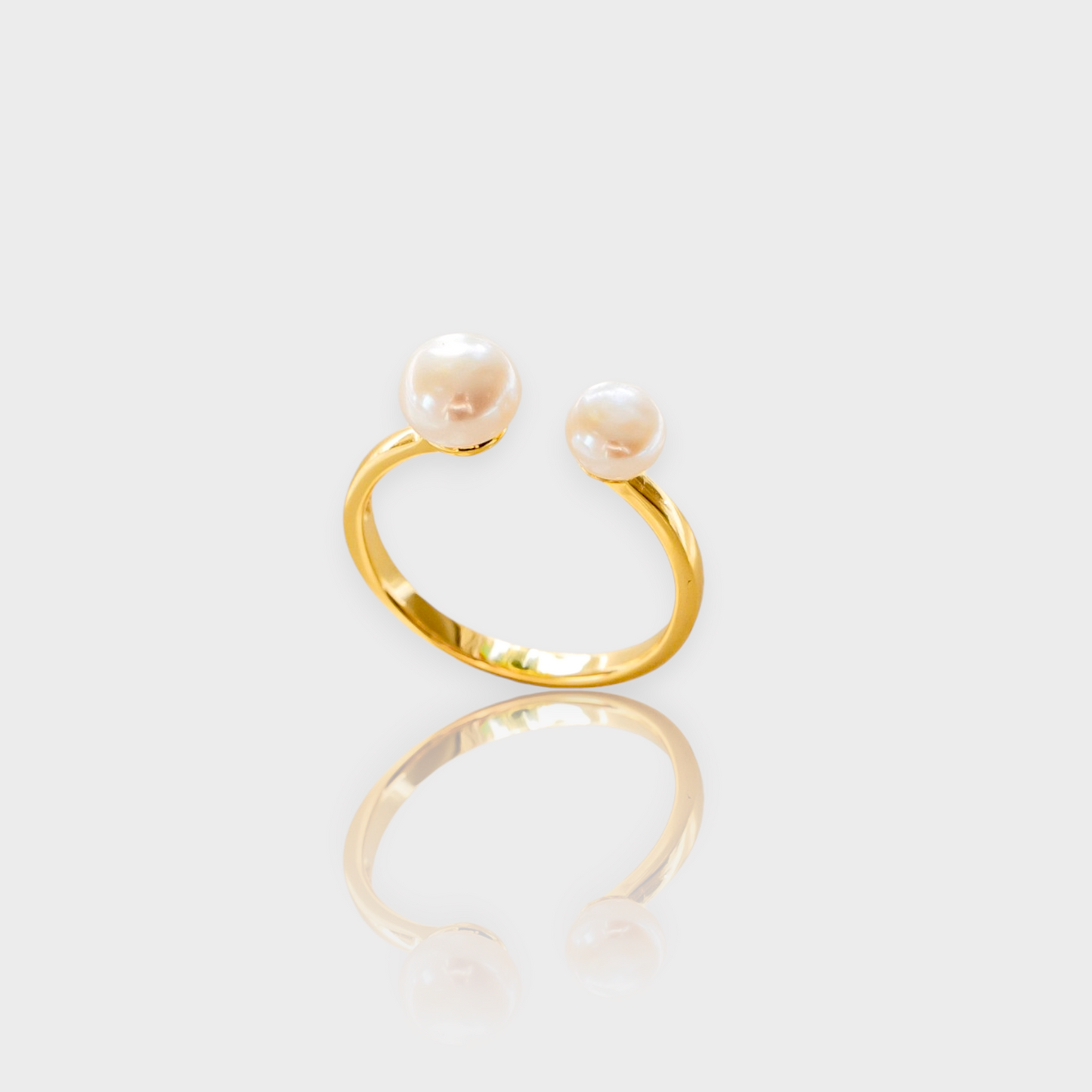 Gold Double Pearl Adjustable Ring